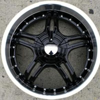 20" x 8.5" Inch Glossy Black w/ Machined Lip Automotive Rims - Set of Four