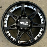 20 x 9.0 Inch Satin Black w/ Chrome Tabs - 8 Lug Automotive Rims - 20" Wheels - Set of Four