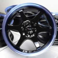 15 Inch Black w/ Blue Lip Automotive Rims 15" Wheels - Set of 4