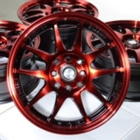 15 Inch Black w/ Red Oil Face Automotive Rims 15" Wheels - Set of 4