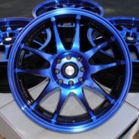 17 Inch Black w/ Blue Oil Face Automotive Rims 17" Wheels - Set of 4
