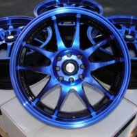 17 Inch Black w/ Blue Oil Face Automotive Rims 17" Wheels - Set of 4
