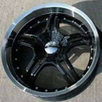 20" x 8.5" / 20" x 10" Inch Black w/ Machined Lip Automotive Rims - Set of Four