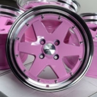 15 Inch Pink w/ Machine Lip Automotive Rims 15" Wheels - Set of 4