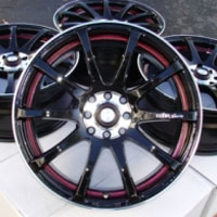 17 Inch Black w/ Red Under Cut Ring Automotive Rims 17" Wheels - Set of 4