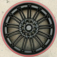 20 x 7.5 - Matte Black w/ Red Stripe Automotive Rims 20" Wheels - Set of 4