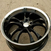 20" x 8.5" / 20" x 9.5" Black w/ Machined Lip Automotive Rims - Set of Four