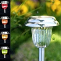 Set of 24 LED Color Changing Stainless Steel Outdoor Solar Lights