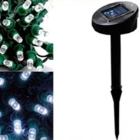 Solar Powered 100 LED 35-Foot White Decorating String Lights