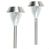 Set of 16 Spinner Style Outdoor Stainless Steel LED Solar Path Lights