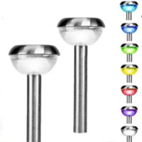 Set of 12 Stainless Steel Color Changing Solar Outdoor Lights