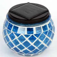 Set of 4 Blue Solar Mosaic Glass Decor Landscape Lights