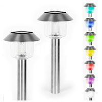 Set of 24 Stainless Steel LED Color Changing Solar Outdoor Lights