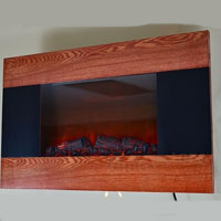 Brand New GV Modern Wood Trim Panel Electric Fireplace Heater Wall Mount style Flame Light