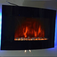 Brand new GV Tempered Glass Panel Electric Fireplace Heater 1500W Flame Effect with LED Back light Control