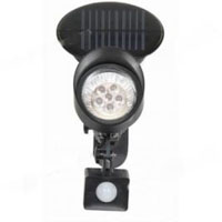 Black Metal 6-LED Solar Powered PIR Sensor Security Light