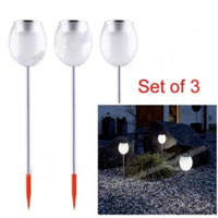3 Piece Environmental Protection Bright White LED Solar Powered Lawn Lights