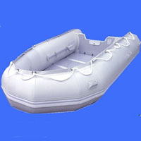14' White Inflatable Boat with Coated Wooden Panel Floor