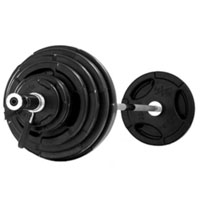 Rubber Coated Olympic Weight Set with Olympic Bar