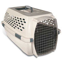 Hard Plastic Easy Travel Front Load Bleached Linen Kennel in Four Sizes