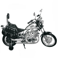 Electric Motorized Harley Style Motorcycle w/ Training Wheels & Flame Decals