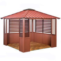 10 x 14 Red Gazebo w/ Lower Wall Panels & 2 Louver Sections