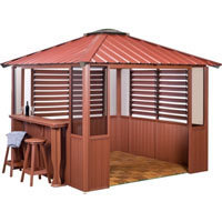 10 x 14 Red Gazebo w/ Bar & 2 Louver Sections & Lower Wall Panels