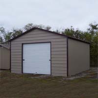 12' x 21' x 9' Boxed Eave Eco-Friendly Steel Carport w/ Enclosure & Roll Up Door - Installation Included