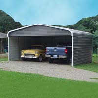 20' x 26' x 7' Standard Eco-Friendly Steel Carport w/ Closed Sides & Back Wall - Installation Included