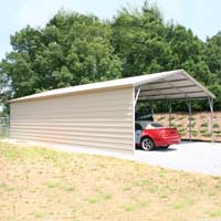 24' x 41' x 10' Vertical Roof Eco-Friendly Steel Carport w/ Closed Side Wall - Installation Included