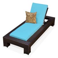 Tropical Blue Outdoor Tropic Wicker Patio Chaise Lounge