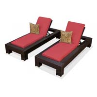 Henna Spice Outdoor Tropic Wicker Patio Chaise Lounge Set