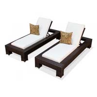 Ivory Outdoor Tropic Wicker Patio Chaise Lounge Set