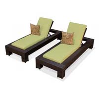 Peridot Outdoor Tropic Wicker Patio Chaise Lounge Set