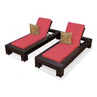 Red Spice Outdoor Tropic Wicker Patio Chaise Lounge Set