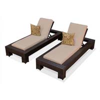 Sand Outdoor Tropic Wicker Patio Chaise Lounge Set