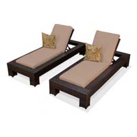 Taupe Outdoor Tropic Wicker Patio Chaise Lounge Set