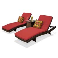 Pair of Henna Spice Outdoor Wicker Patio Chaise Lounges