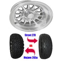 Brand New Lifted Golf Cart Tires and 10" RHOX Phoenix Machined Wheels Set