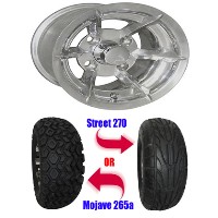 Brand New Lifted Golf Cart Tires and 10" RHOX Richmond Polished Wheels Set