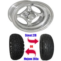 Brand New Lifted Golf Cart Tires and 10" RHOX Indy Polished Wheels Set