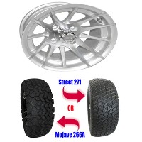 Brand New 23" Lifted Golf Cart Tires and 12" RX103 12 Spoke Machined Wheels Set