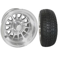 Brand New Lifted Golf Cart Tires and 10" RHOX Phoenix Machined Wheels Set