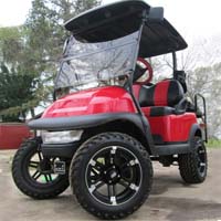 48V Red Club Car Precedent Lifted Electric Golf Cart
