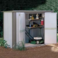 Ezee Locker 8' x 3' Arrow Small Backyard Storage Shed w/ Floor Frame Kit and Shelving Brackets