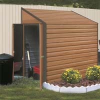 Yardsaver 4'x7' Woodgrain Arrow Small Outdoor Metal Storage Shed Kit