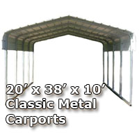 20'W x 38'L x 7'H Classic Metal Carport