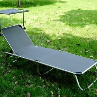 Folding Adjustable Reclining Beach Sun Lounge Chair With Shade