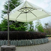 10' Offset Tilt Patio Umbrella Sun Shade With Base - Cream
