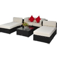 Deluxe Outdoor Rattan Garden Wicker 7-Piece Sofa Chaise Lounge Furniture Set